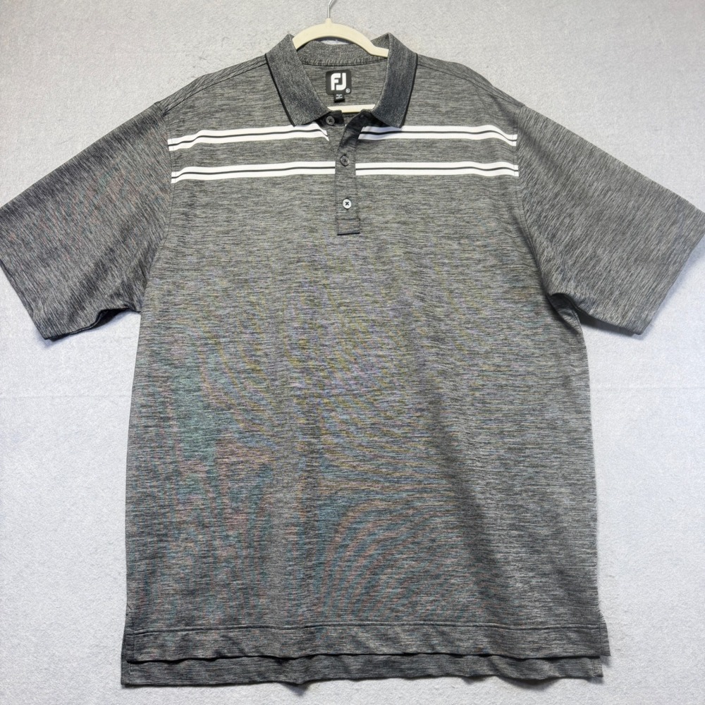 FootJoy Mens XL ProDry Golf Polo Shirt Gray Space Dye Striped Short Sleeve FJ